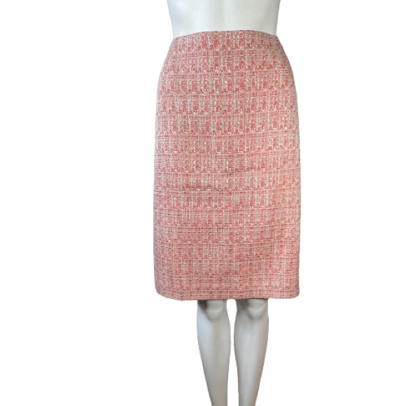 Anne Klein skirt set and blazer jacket midi tweed orange long sleeves size 14 /M - Picture 4 of 16